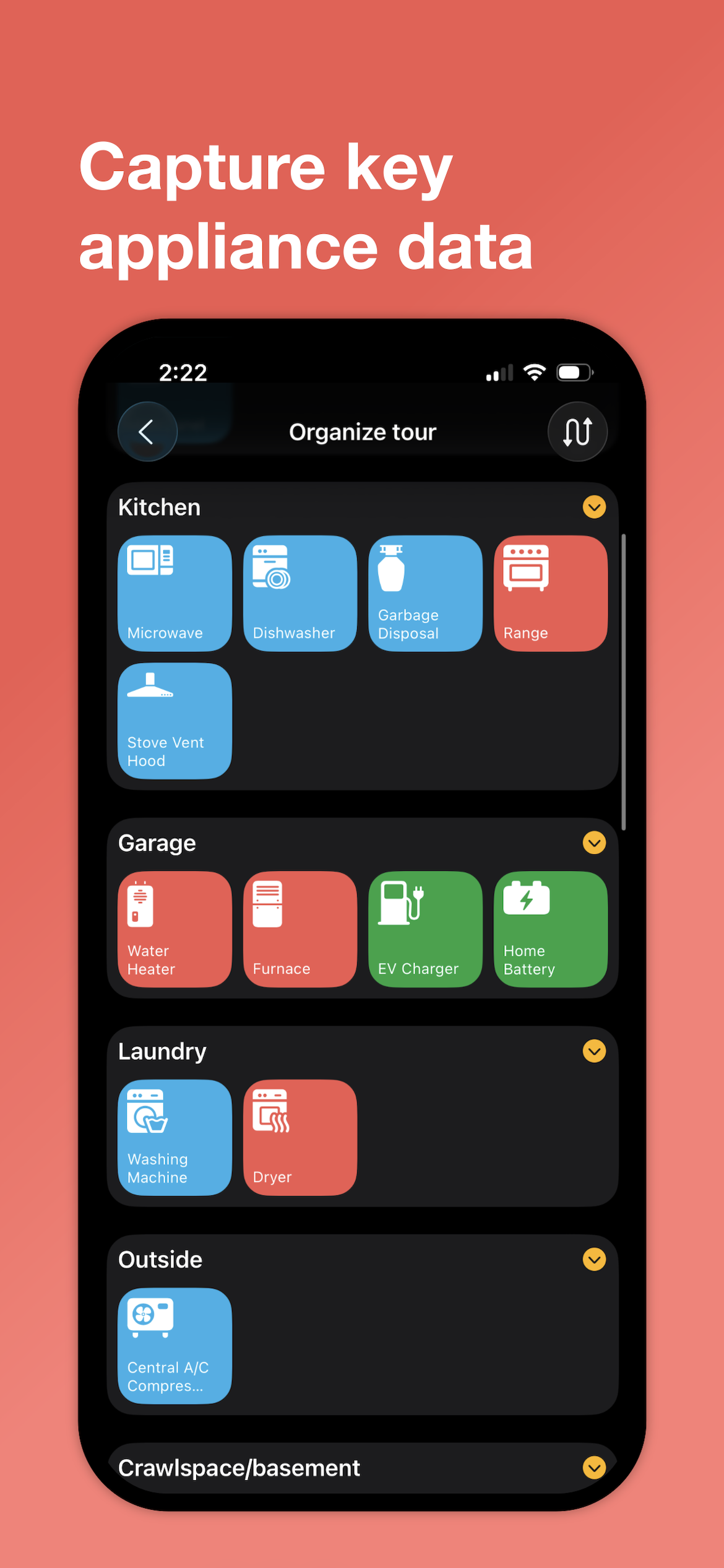 Capture key appliance data